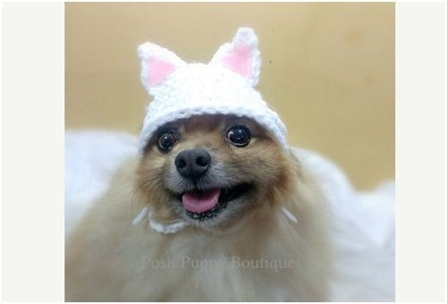 Crochet Kitty Ears Beanie Hat