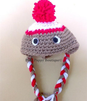 Crochet Sock Monkey Beanie Hat- Many Colors - Posh Puppy Boutique
