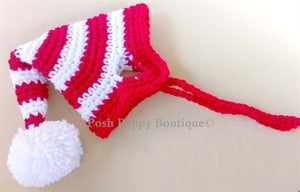 Crochet Red/White Striped Elf Beanie Hat - Posh Puppy Boutique