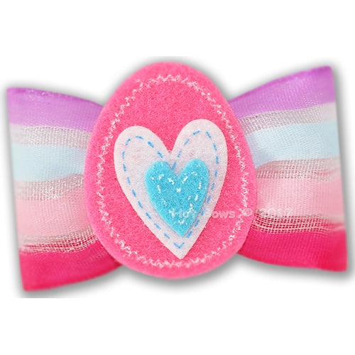 Colored Eggs Hair Bow - Pink