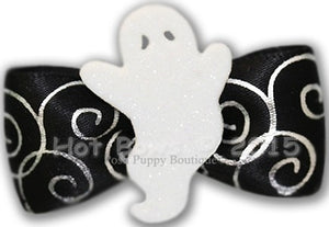 Ghostly Glitter Hair Bow - Posh Puppy Boutique