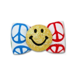 Yellow Peace Out Style Hair Bow - Posh Puppy Boutique