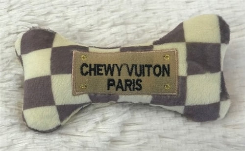 Checker Chewy Vuiton Bone Plush Toy