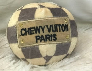 Checker Chewy Vuiton Plush Ball Toy - Posh Puppy Boutique