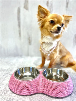 Crystal Dining Bowls in Pink - Posh Puppy Boutique