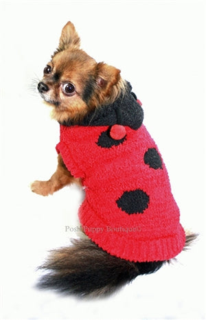 Chenille Lady Bug Hoodie Sweater - Posh Puppy Boutique