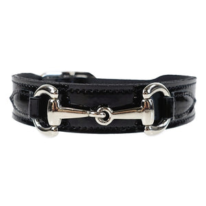 BELMONT Style Dog Collar in Black Patent & Nickel - Posh Puppy Boutique