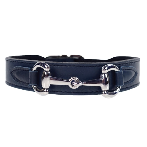 BELMONT Style Dog Collar in French Navy & Nickel