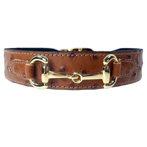 BELMONT Style Dog Collar in Ostrich & Gold