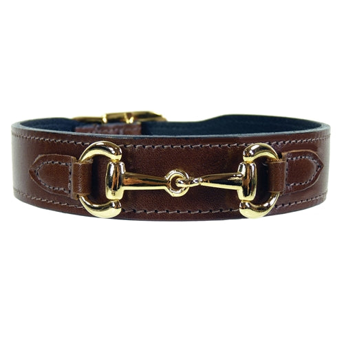BELMONT Style Dog Collar in Rich Brown & Gold