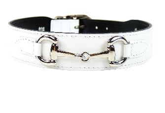 BELMONT Style Dog Collar in White Patent