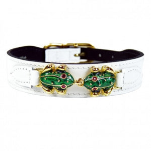 Leap Frog Collar in White Patent - Posh Puppy Boutique