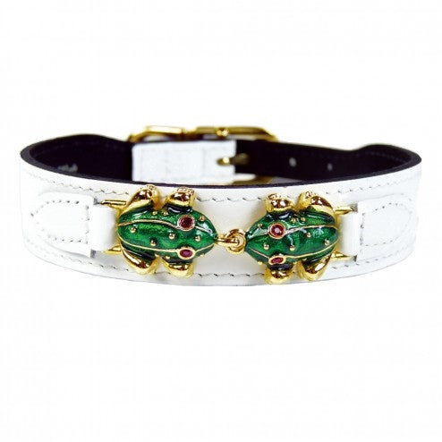Leap Frog Collar in White Patent