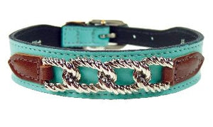 Mayfair Collar in Turquoise & Chocolate - Posh Puppy Boutique