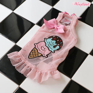 Wooflink Ice Cream Mesh Mini Dress in Pink