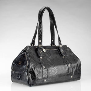 Black Croco Bond Girl Smuggler Faux Leather Carrier Bag