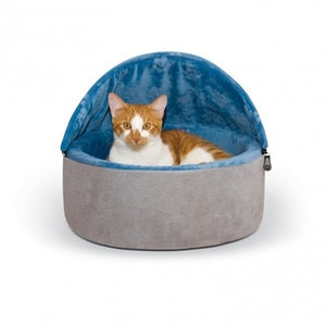 Self-Warming Kitty Bed Hooded - Blue - Posh Puppy Boutique