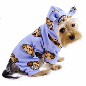 Silly Monkey Fleece Hooded Pajamas - Lavender - Posh Puppy Boutique