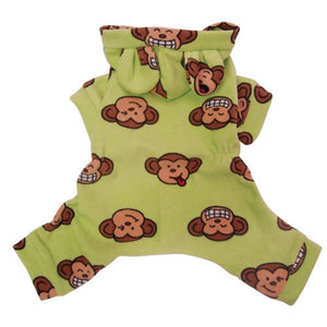 Silly Monkey Fleece Hooded Pajamas - Lime - Posh Puppy Boutique