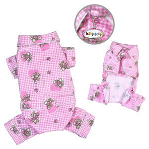 Adorable Teddy Bear Love Flannel Pajamas - Pink - Posh Puppy Boutique