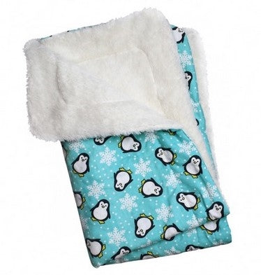 Penguins & Snowflakes Flannel-Ultra-Plush Blanket - Turquoise