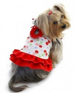 Soft Knit Cotton Cherries Dress with Shoulder Ties