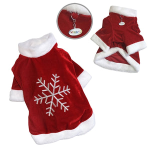 Velour Holiday Shirt with Sparkling Silver Snowflake - Posh Puppy Boutique