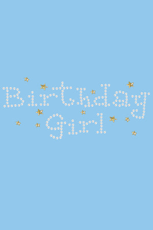 Birthday Girl with Gold Stars Dog Bandana- Light Blue