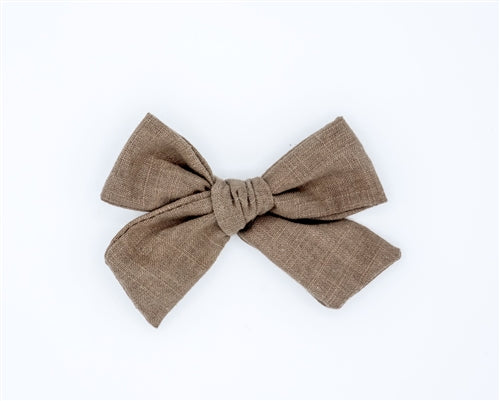 Classic Linen Hair Bow - Toffee
