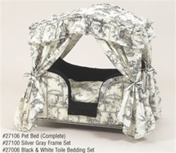 Black & White Toile Canopy Bed - Posh Puppy Boutique
