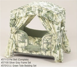 Light Green Toile Canopy Bed - Posh Puppy Boutique