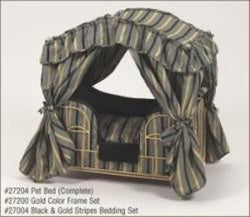 Black & Gold Stripes Canopy Pet Bed - Posh Puppy Boutique