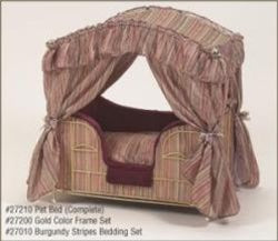 Burgundy Stripes Canopy Pet Bed - Posh Puppy Boutique