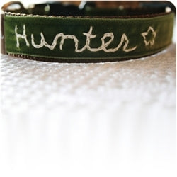 Mimi Green 'Hunter' Velvet Dog Collar - Posh Puppy Boutique