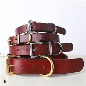 Handmade Classic Leather Dog Collar - Belt Buckle Style - Brown - Posh Puppy Boutique
