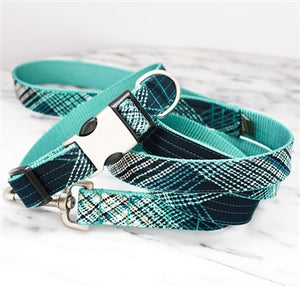 Mimi Green Coleman Plaidl Cotton Voile Dog Collars - Posh Puppy Boutique