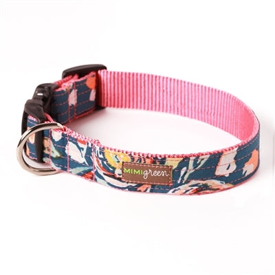 Mimi Green Flora Pink Floral Cotton Voile Dog Collars