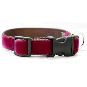 Mimi Green Merlot Red Velvet Collars and Leashes - Posh Puppy Boutique