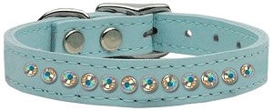 One Row AB Jeweled Leather Collar in Many Colors - Posh Puppy Boutique