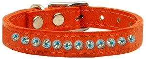 One Row AB Jeweled Leather Collar in Many Colors - Posh Puppy Boutique