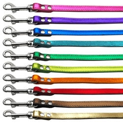 One Row AB Crystal Metallic Leather Collar in Many Colors - Posh Puppy Boutique