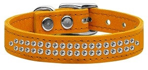 Two Row Clear Jeweled Leather Collar in Many Colors - Posh Puppy Boutique