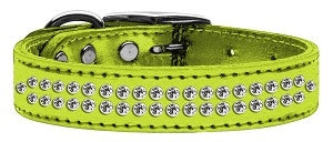 Two Row Clear Crystal Metallic Leather Collar in Many Colors - Posh Puppy Boutique