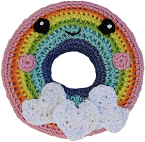 Knit Knacks Rainbow Donut Organic Cotton Small Dog Toy - Posh Puppy Boutique