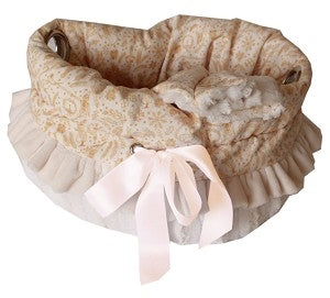 Car Seat All-in-One Cream Holiday Whimsy Reversible Snuggle Bugs Pet Bed and Bag - Posh Puppy Boutique
