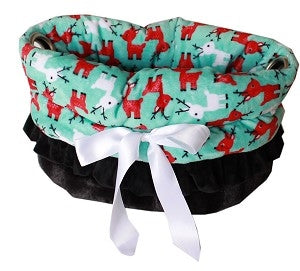 Reindeer Folly Reversible Snuggle Bugs Pet Bed, Bag, and Car Seat All-in-One - Posh Puppy Boutique