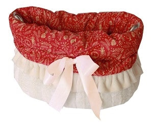 Red Holiday Whimsy Reversible Snuggle Bugs Pet Bed, Bag, and Car Seat All-in-One - Posh Puppy Boutique