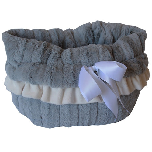 Grey Reversible Snuggle Bugs Pet Bed, Bag, and Car Seat All-in-One