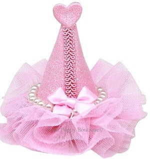 Pretty Party Hat Pearl-Wrapped Clip-on - Light Pink