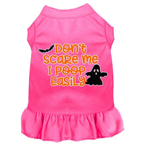 Don't Scare Me, Poops Easily Screen Print Dog Dress in Many Colors - Posh Puppy Boutique
